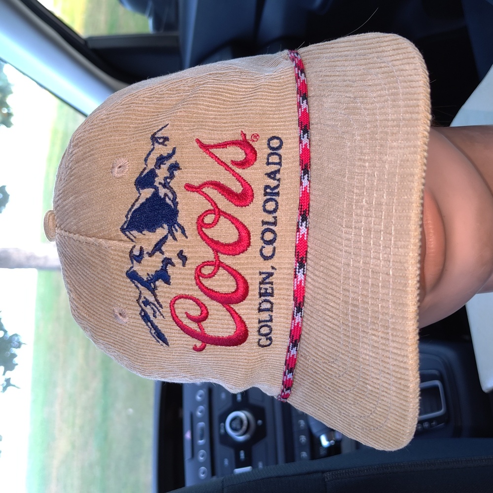 Coors Beer Banquet Corduroy Golden,Colorado Mountains Snapback Cap Hat w/ Rope